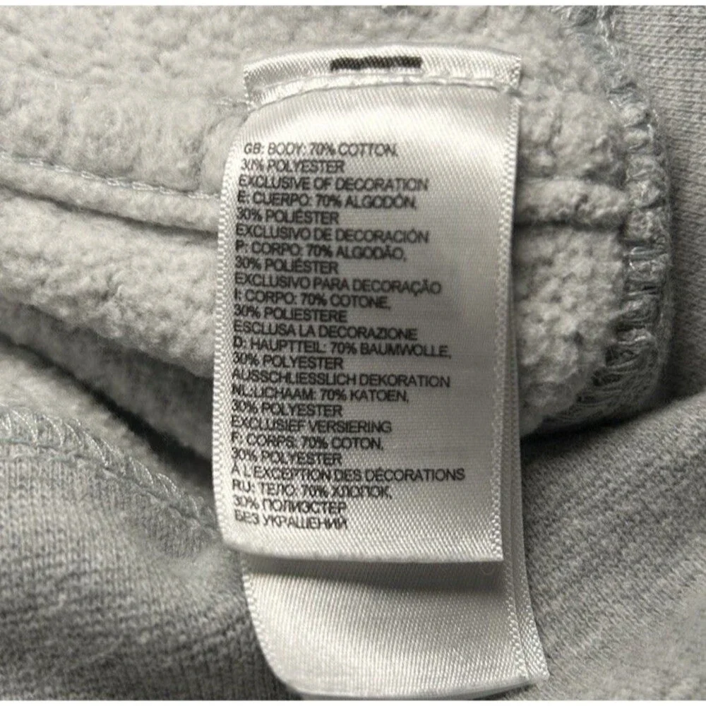 The North Face gray hoodie men's L full-length zipper, logo along edge of hood